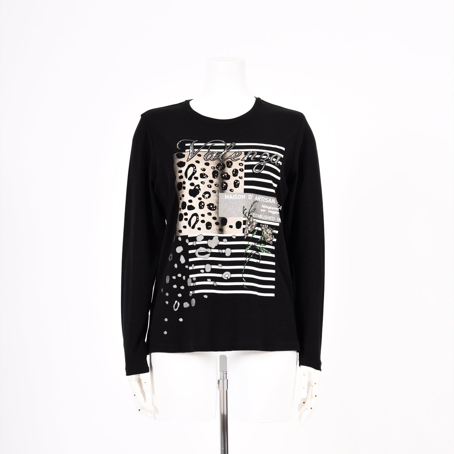 ヒョウ柄×ボーダー　プリントカットソー　VALENZA　5152607