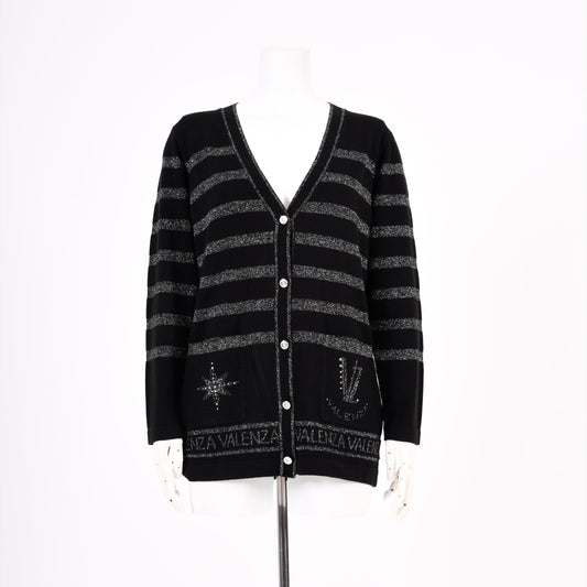 ラメボーダー　ニットカーディガン　VALENZA　5153605