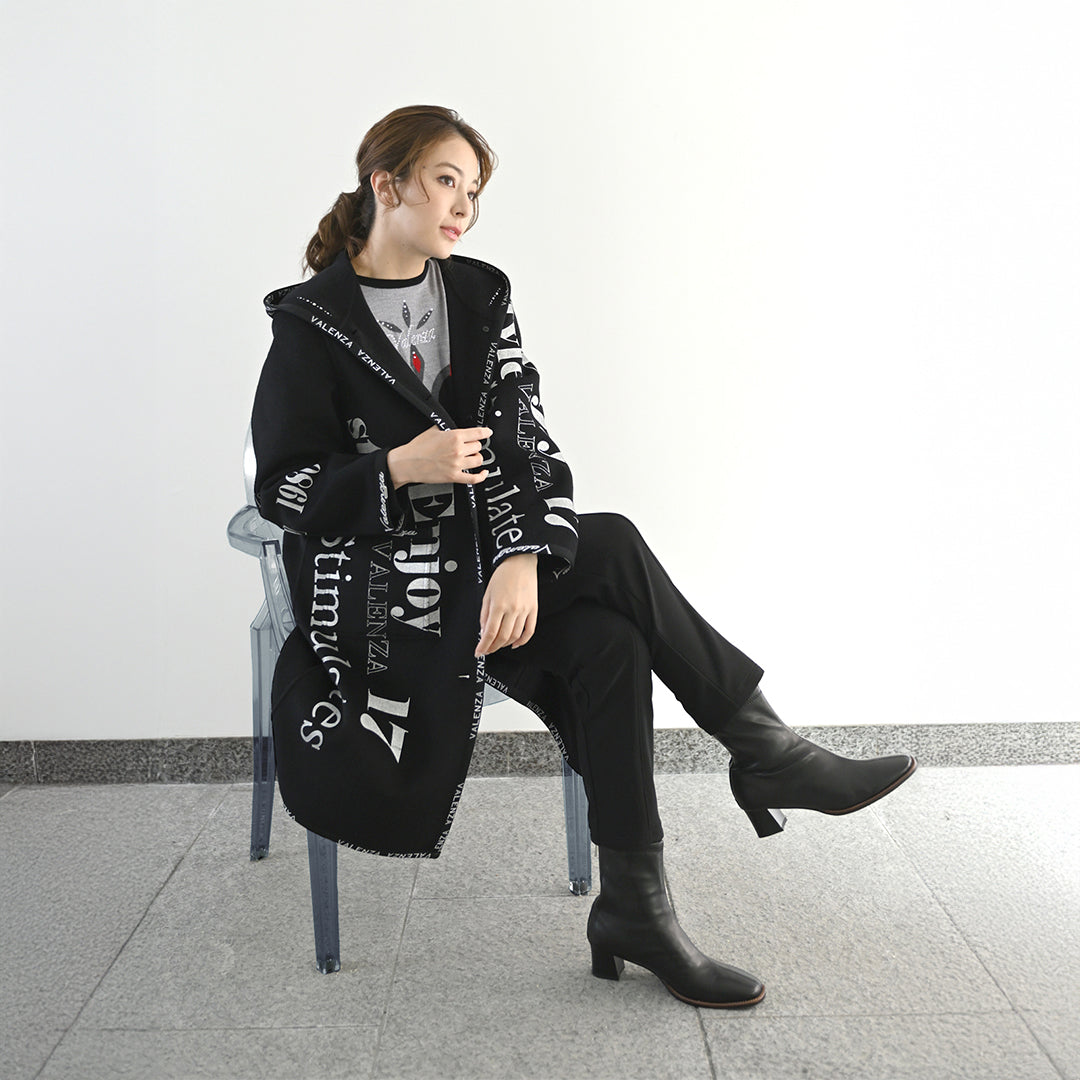 【リバーシブル】2wayウールリバー ロゴデザインロングコート　VALENZA　5158700