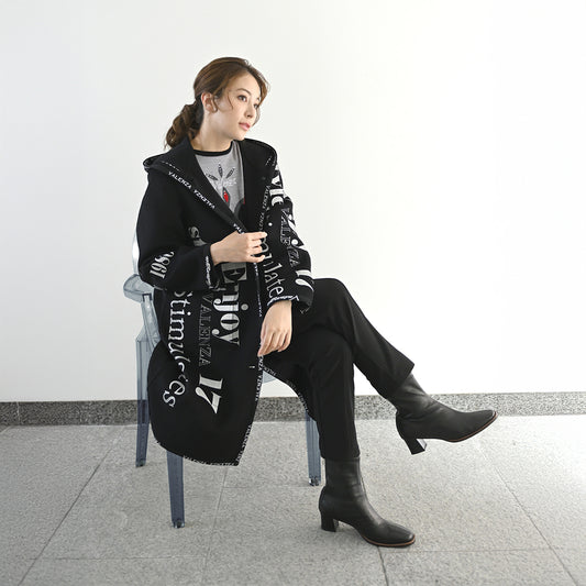 ※予約商品 【リバーシブル】2wayウールリバー ロゴデザインロングコート　VALENZA　5158700