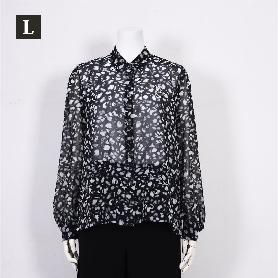 【Lサイズ】【透け感】【オリジナルプリント】レオパード柄　ブラウス　VALENZA　5551604