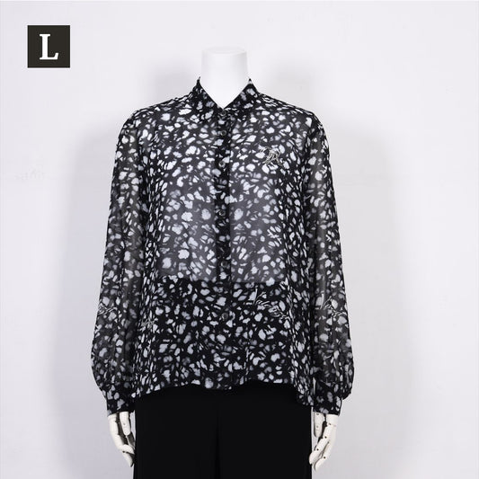 【Lサイズ】【透け感】【オリジナルプリント】レオパード柄　ブラウス　VALENZA　5551604