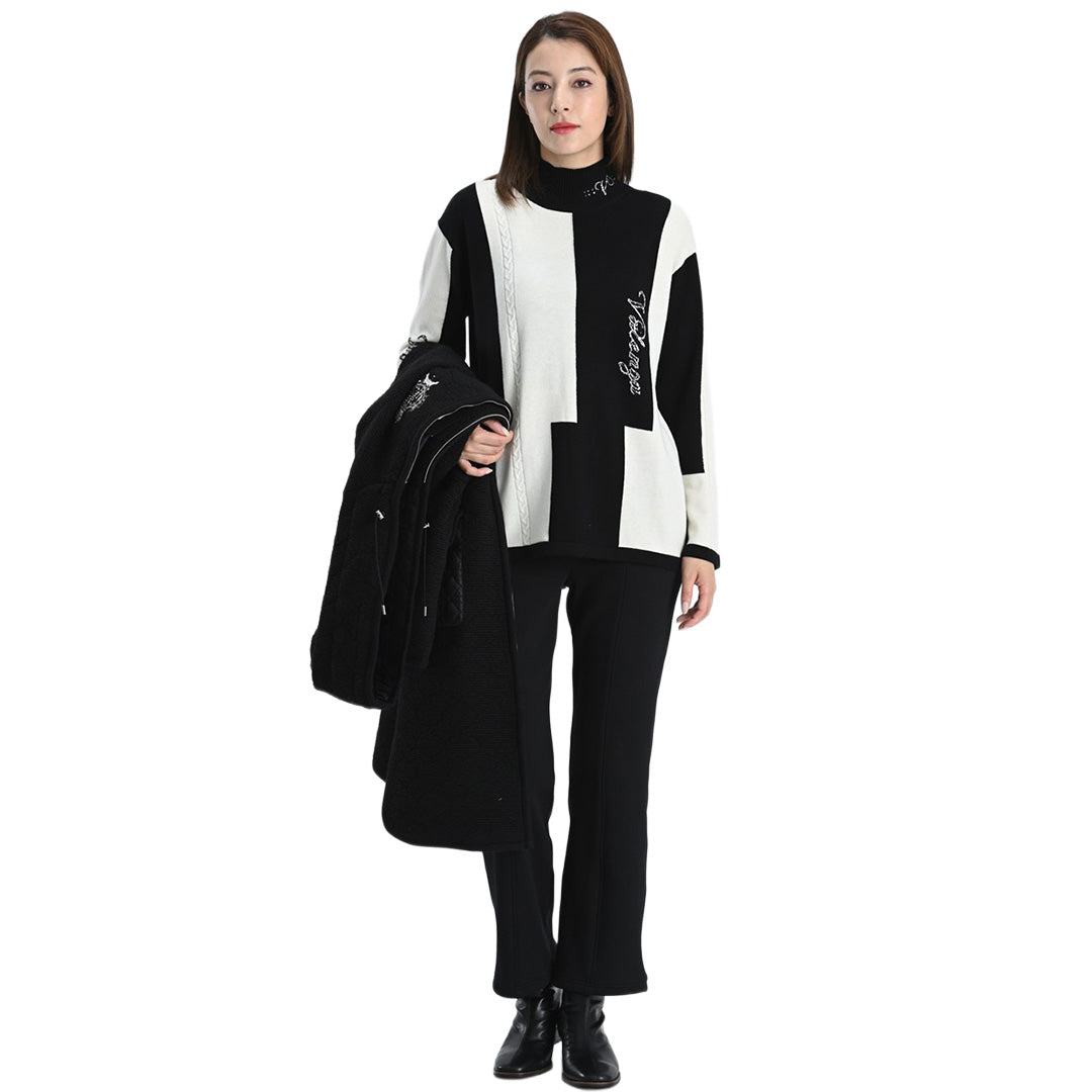 【Lサイズ】ケーブル編み×縦ロゴ ハイネックニット　VALENZA　5553708