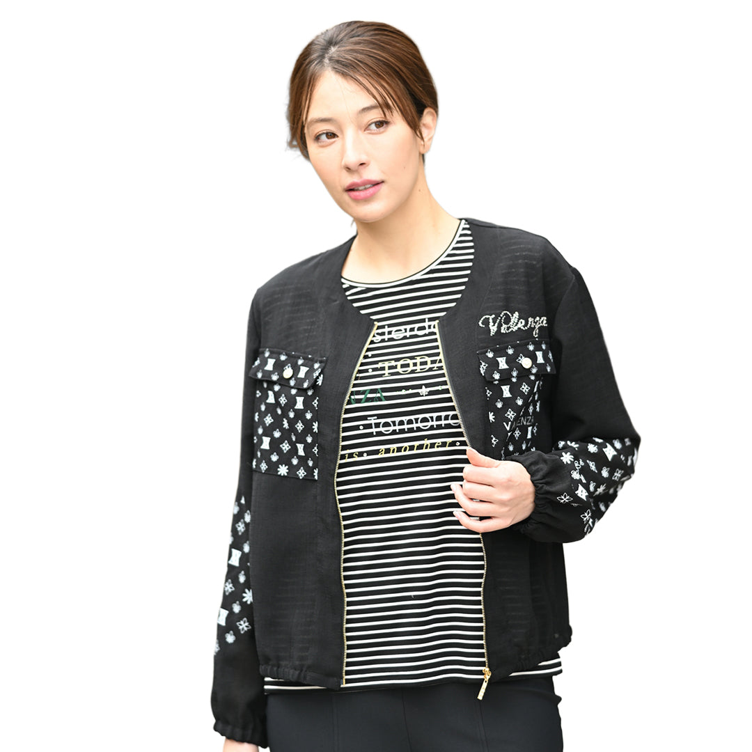 【Lサイズ】5分袖　ボーダーカットソー　VALENZA　5562404