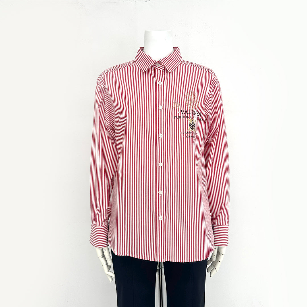 【Lサイズ】ストライプ　シャツブラウス　VALENZA　5551500