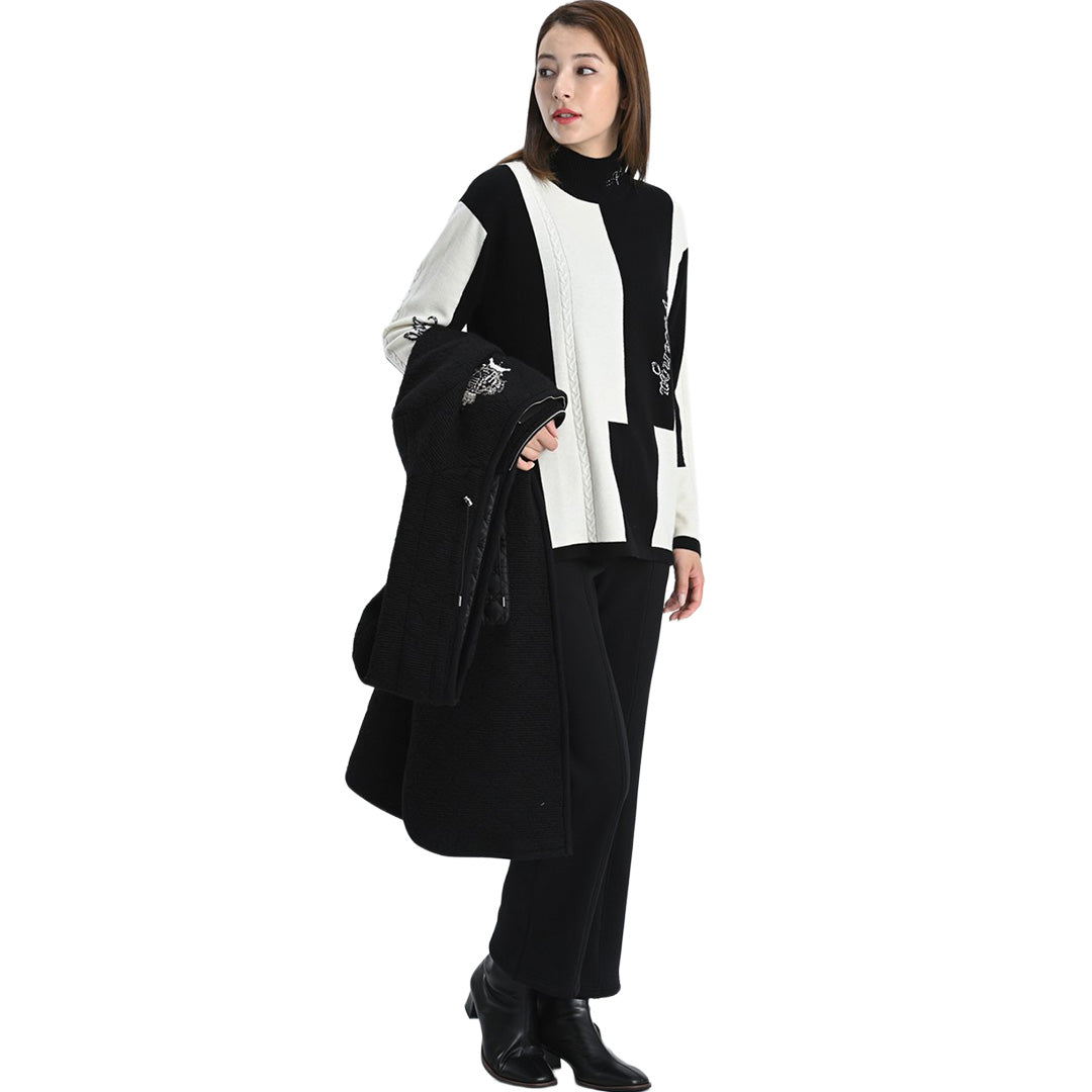 【Lサイズ】ケーブル編み×縦ロゴ ハイネックニット　VALENZA　5553708