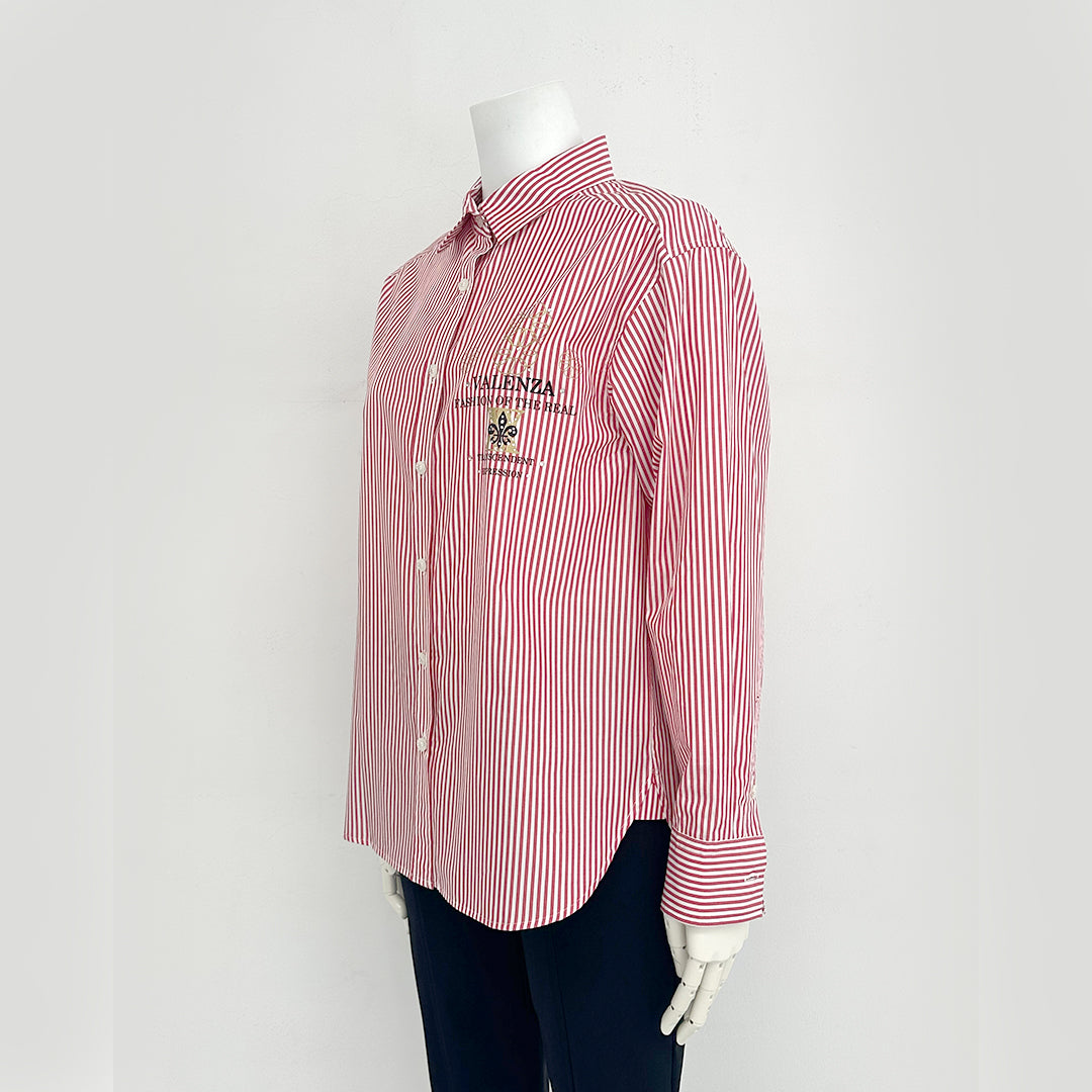 【Lサイズ】ストライプ　シャツブラウス　VALENZA　5551500