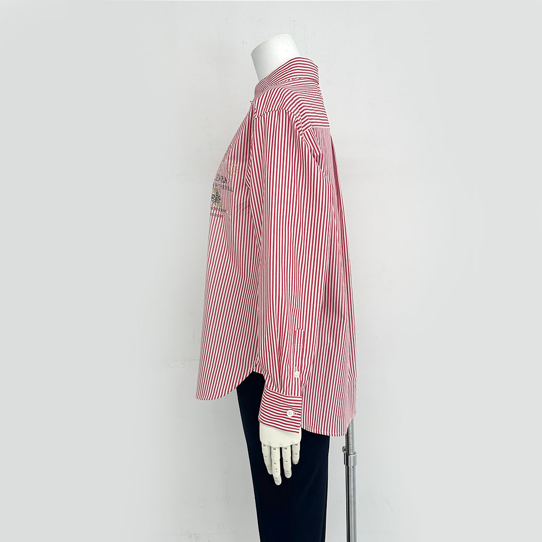 【Lサイズ】ストライプ　シャツブラウス　VALENZA　5551500