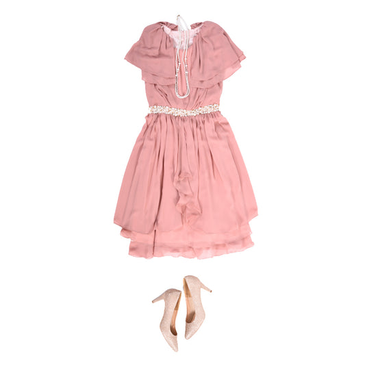 Pleated dress with flower belt Dear Princess 