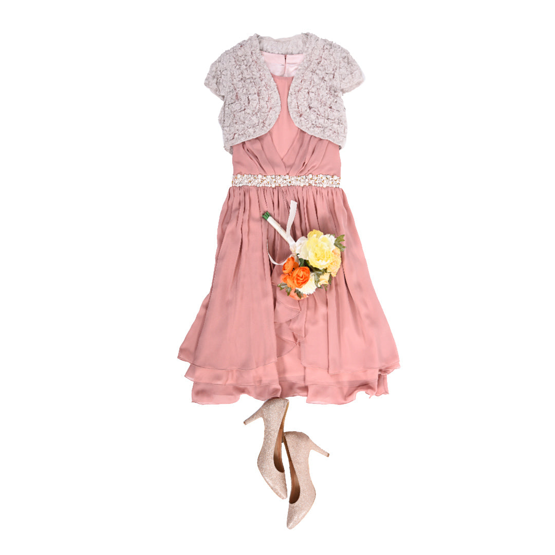 Pleated dress with flower belt Dear Princess 