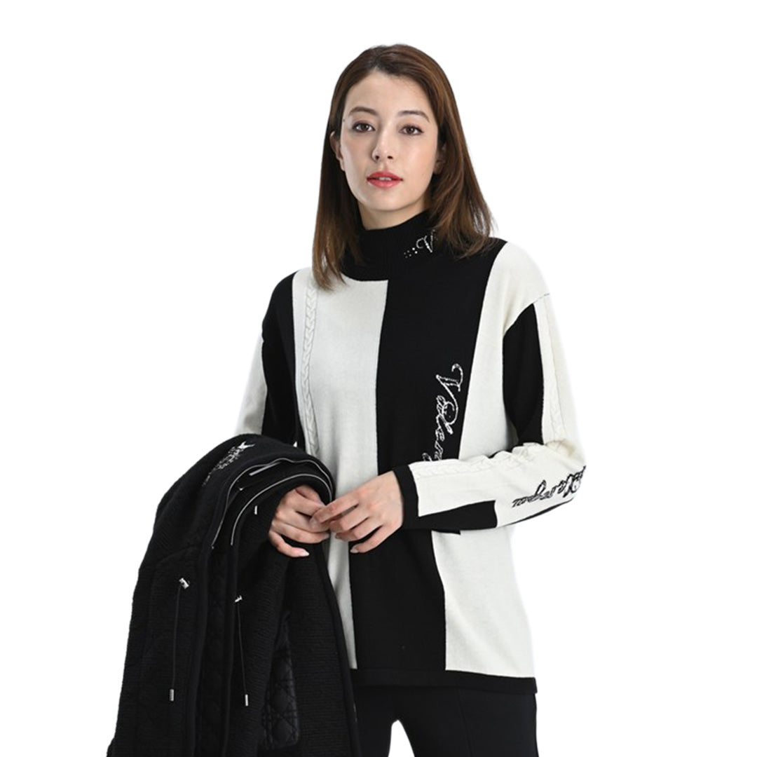 ケーブル編み×縦ロゴ ハイネックニット　VALENZA　5153708