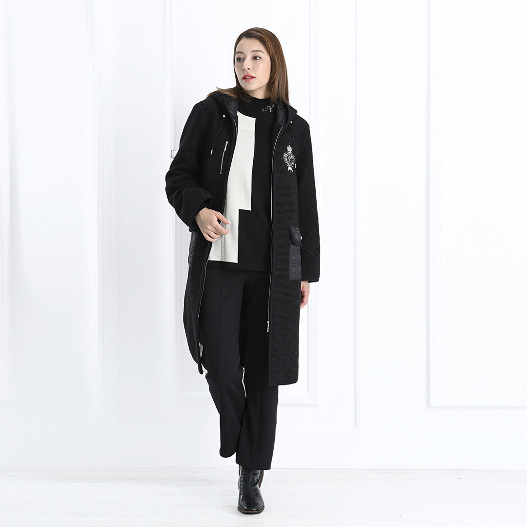 キルティングニット　ロング丈パーカー　VALENZA　5157702