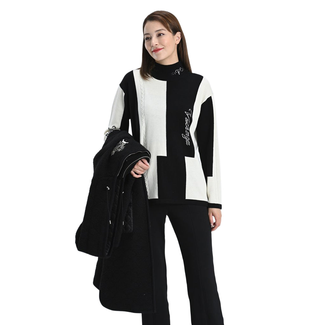 ケーブル編み×縦ロゴ ハイネックニット　VALENZA　5153708