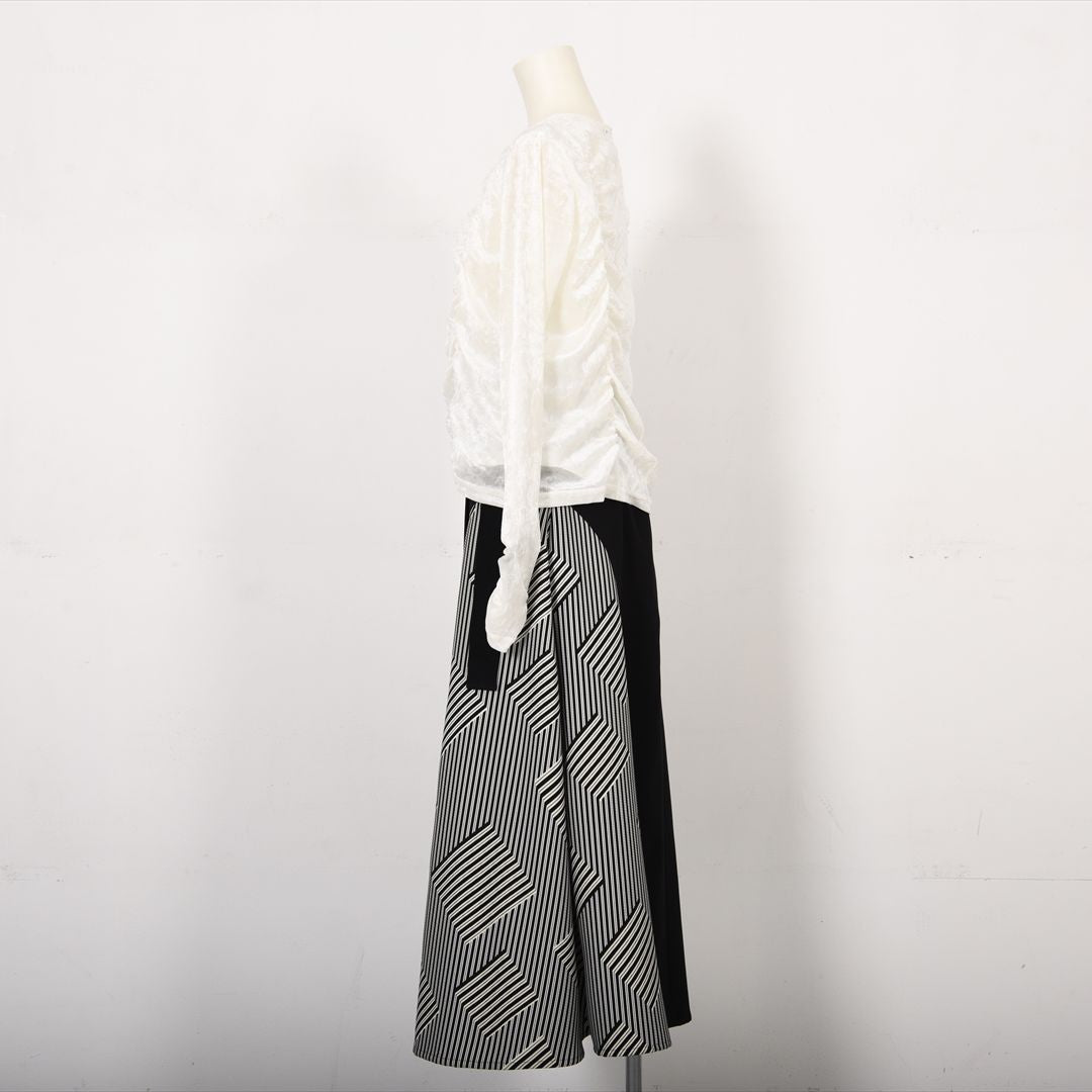 メッシュベロア　切り替えカットソー　B DONNA　6052113