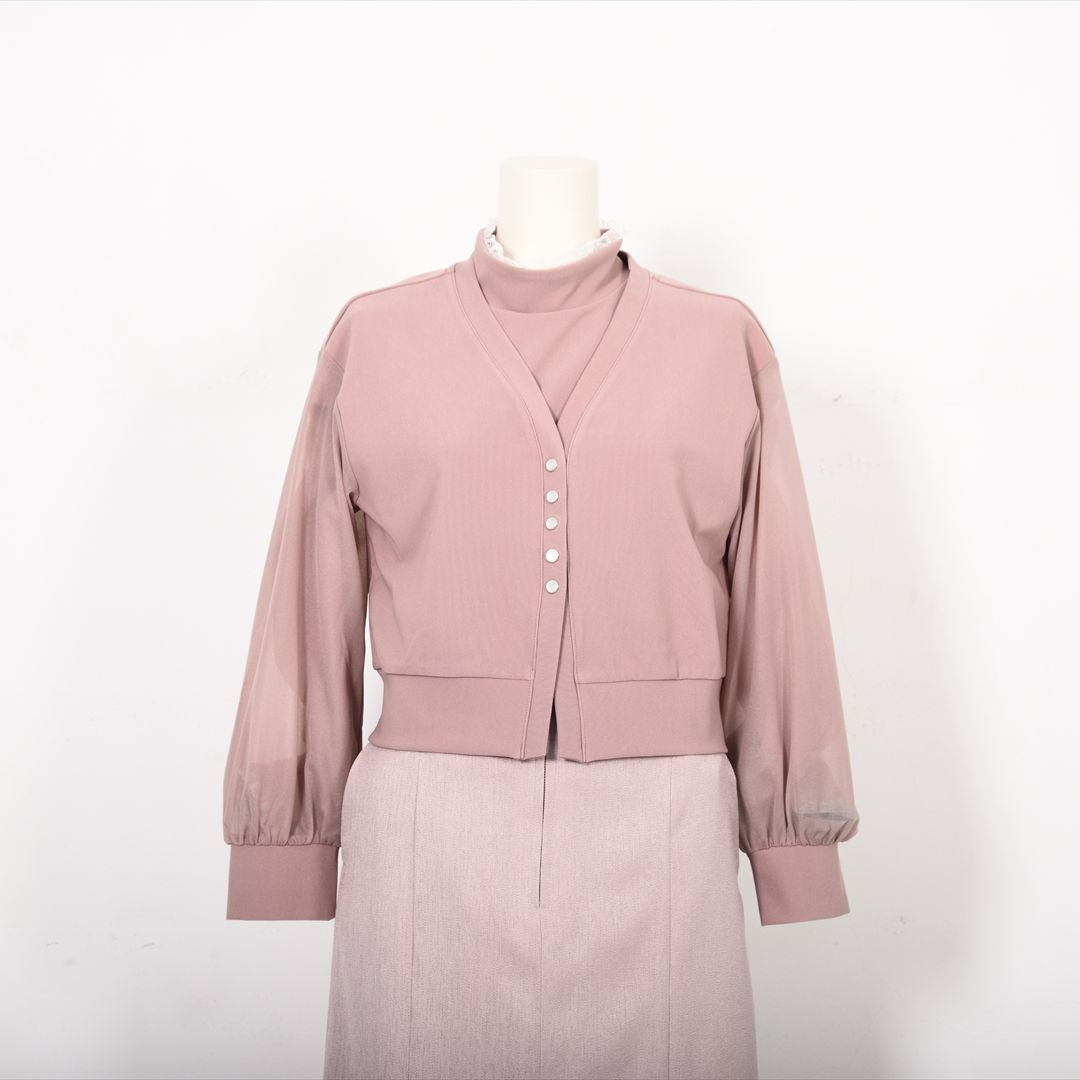 シアー袖Vネックカーディガン　Dear Princess　3051307