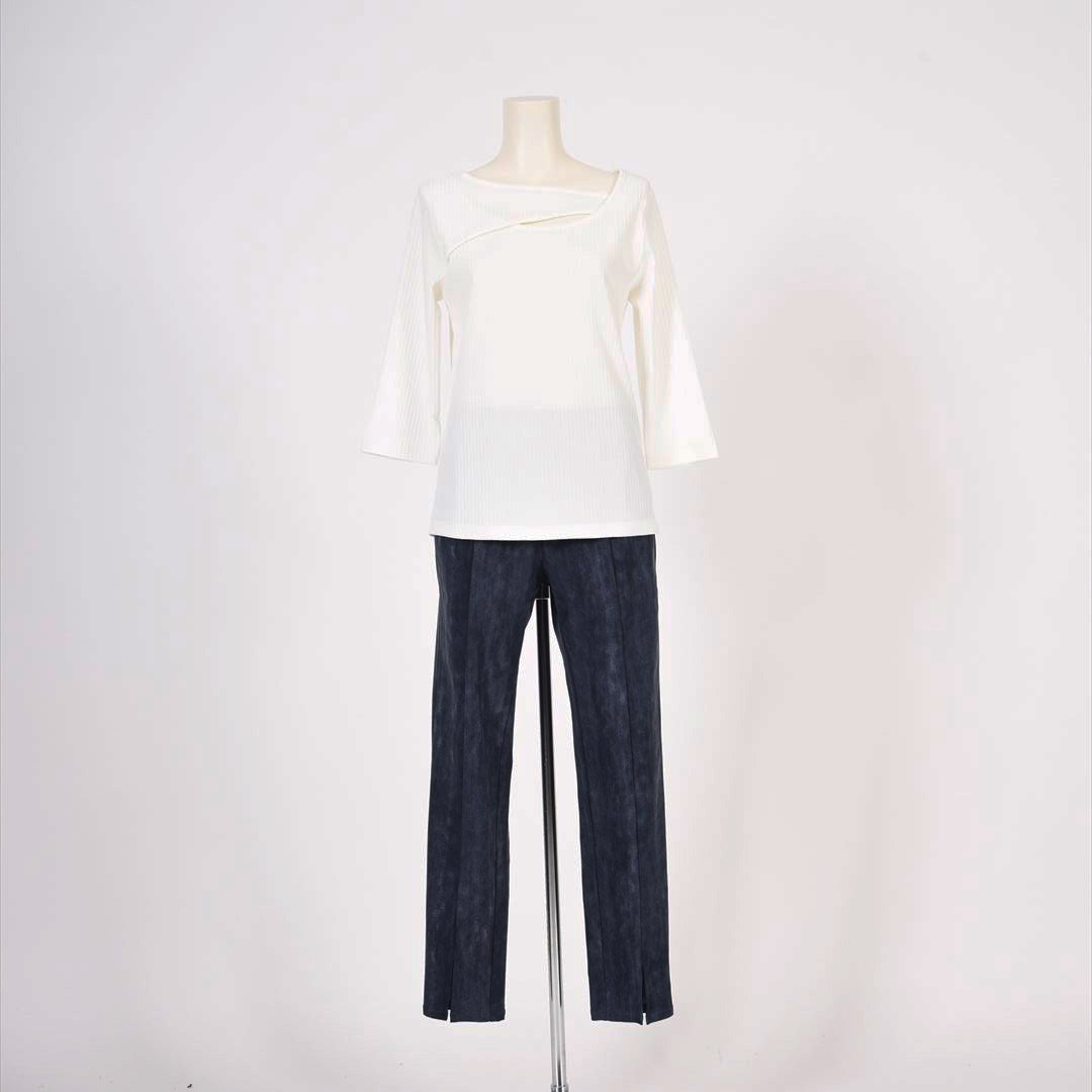 メイストレッチリブ　カシュクール風カットソー　B DONNA　6052106