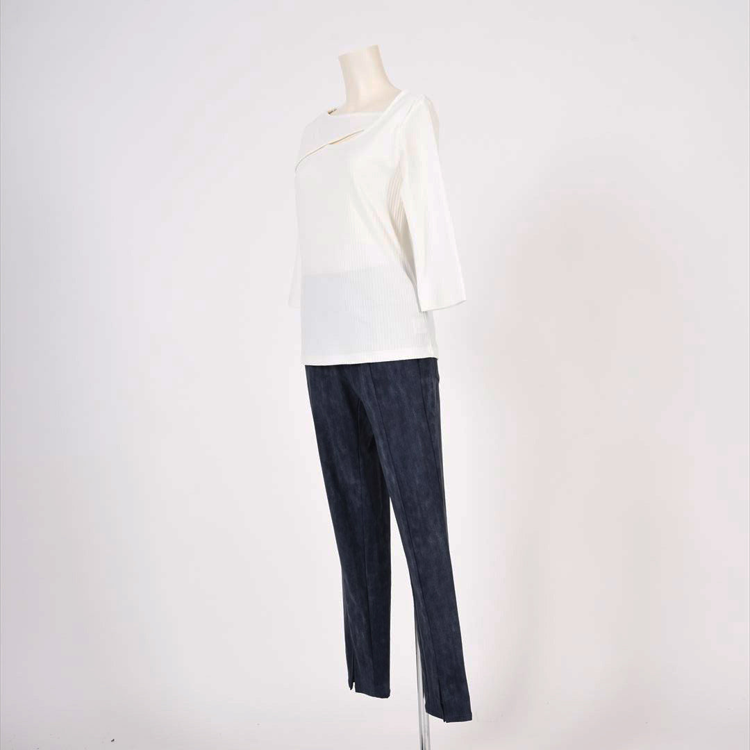 メイストレッチリブ　カシュクール風カットソー　B DONNA　6052106