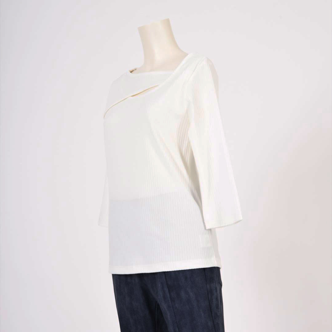 メイストレッチリブ　カシュクール風カットソー　B DONNA　6052106