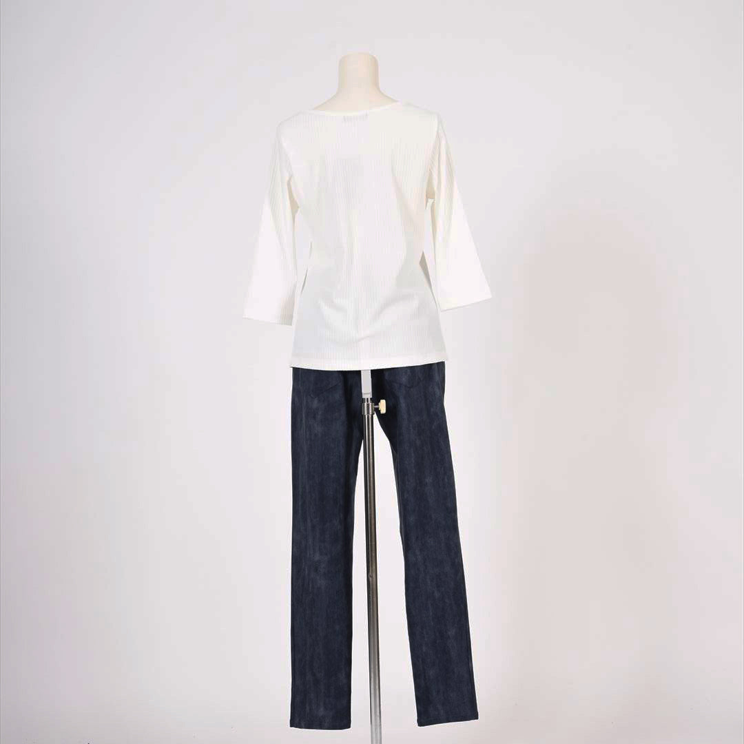 メイストレッチリブ　カシュクール風カットソー　B DONNA　6052106