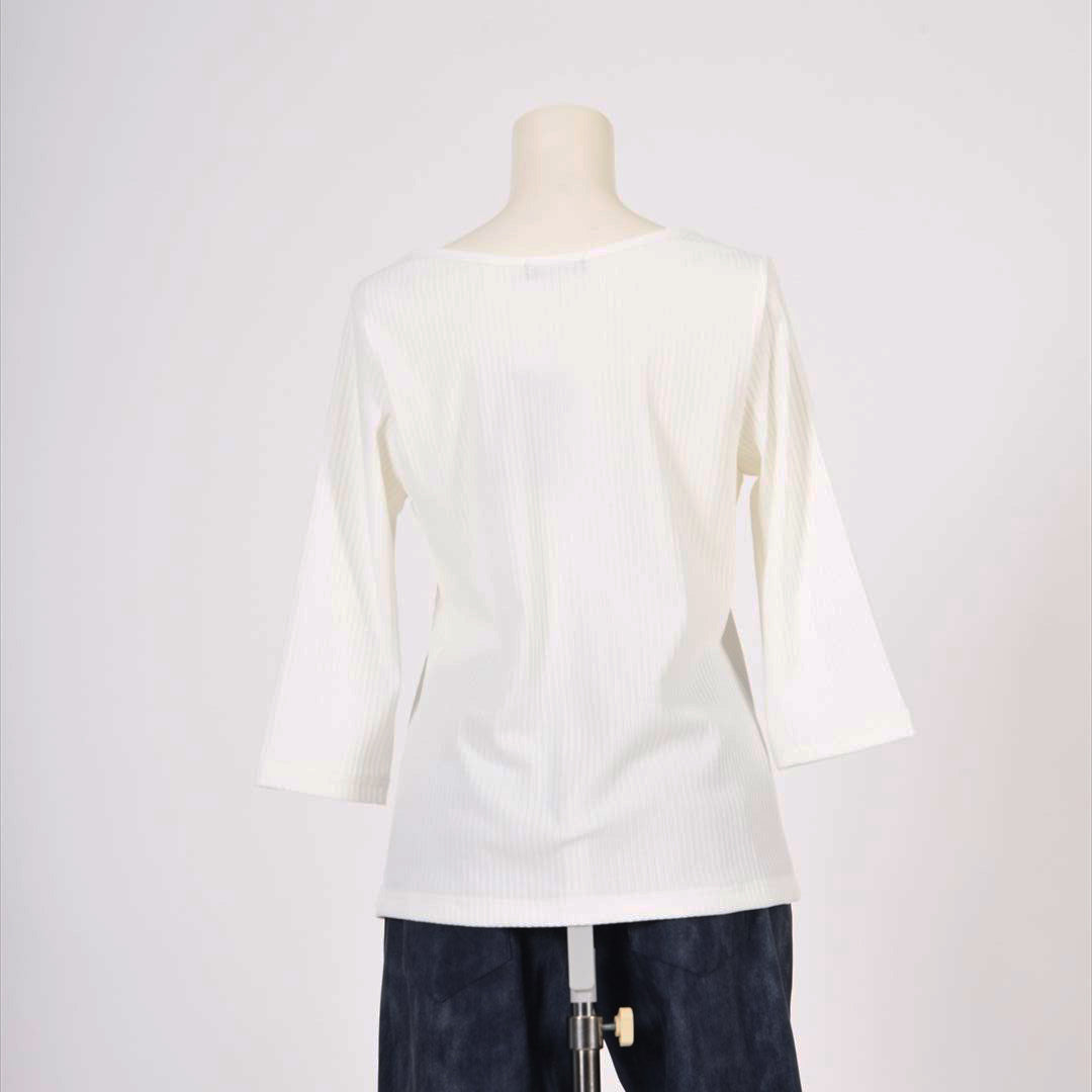 メイストレッチリブ　カシュクール風カットソー　B DONNA　6052106