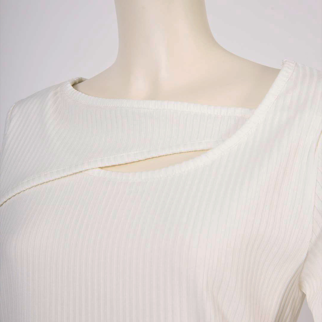 メイストレッチリブ　カシュクール風カットソー　B DONNA　6052106