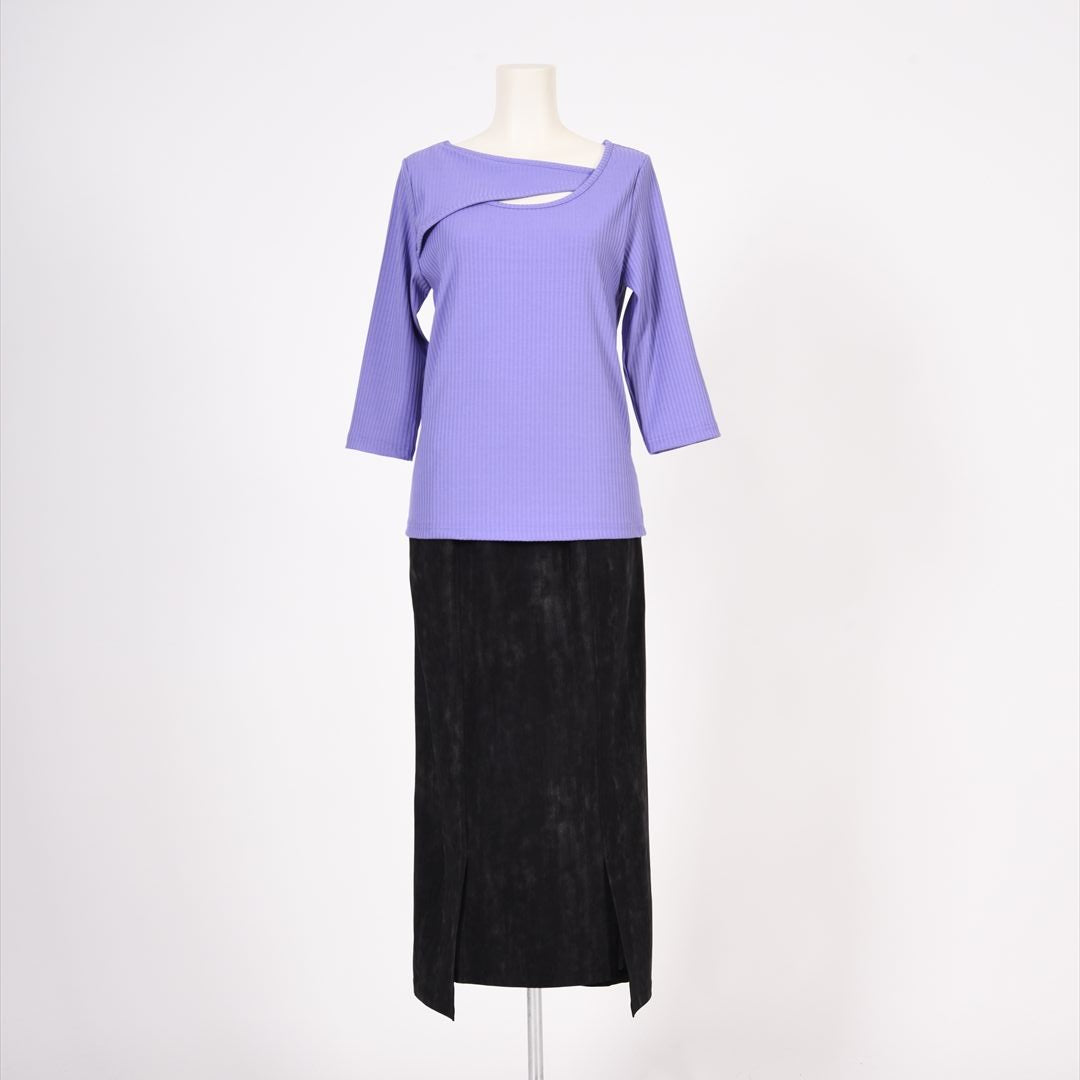 メイストレッチリブ　カシュクール風カットソー　B DONNA　6052106