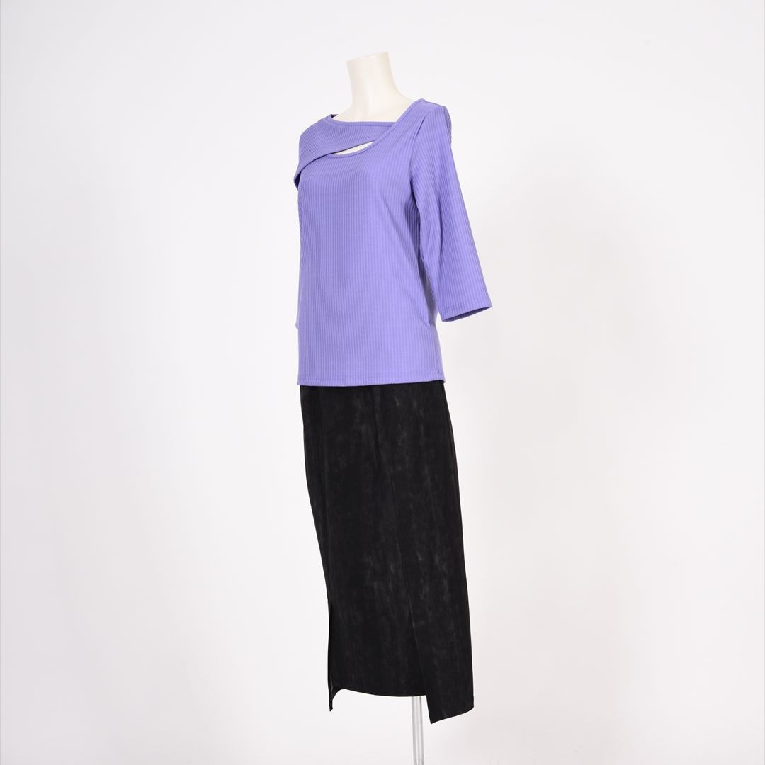 メイストレッチリブ　カシュクール風カットソー　B DONNA　6052106