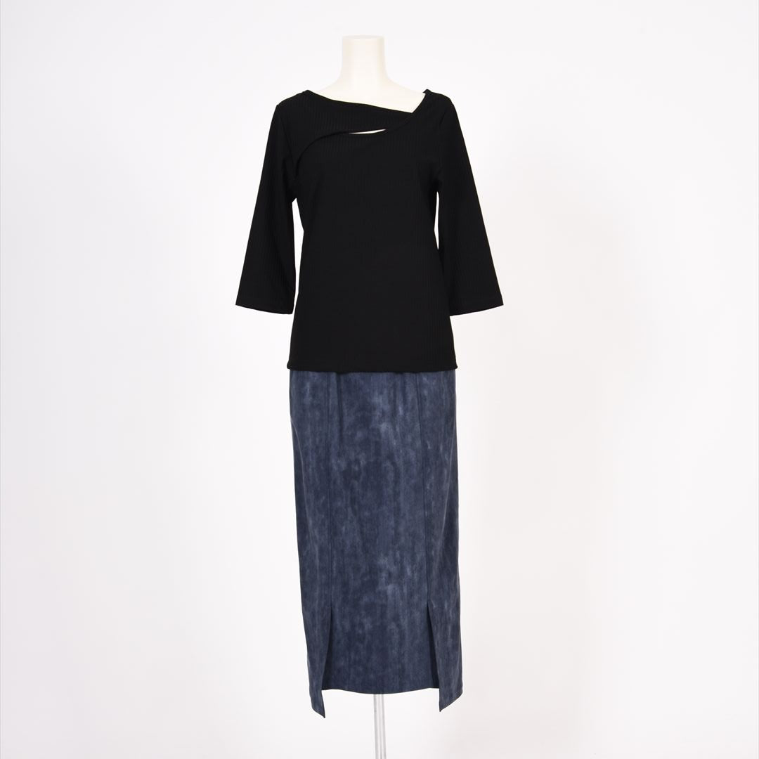 メイストレッチリブ　カシュクール風カットソー　B DONNA　6052106