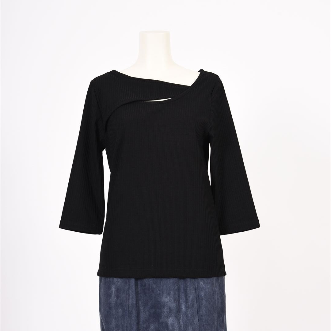 メイストレッチリブ　カシュクール風カットソー　B DONNA　6052106