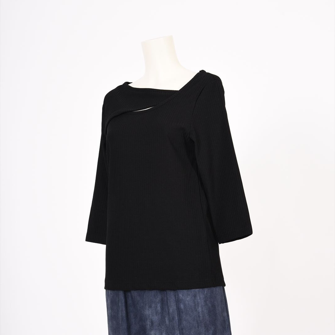 メイストレッチリブ　カシュクール風カットソー　B DONNA　6052106