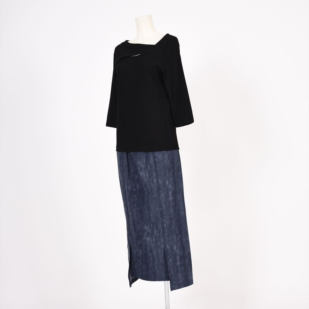 メイストレッチリブ　カシュクール風カットソー　B DONNA　6052106