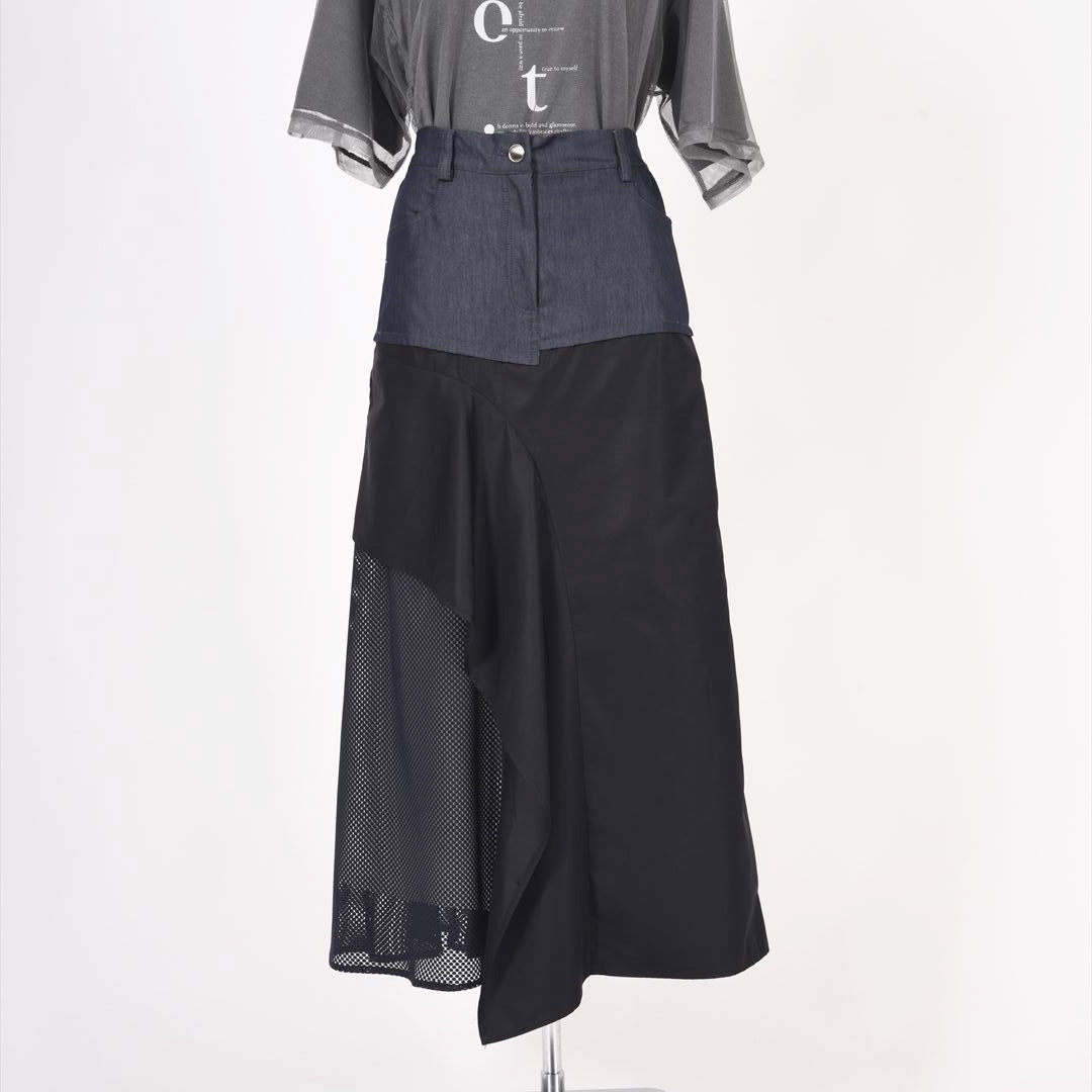 異素材使い　フレアスカート　B DONNA　6055100