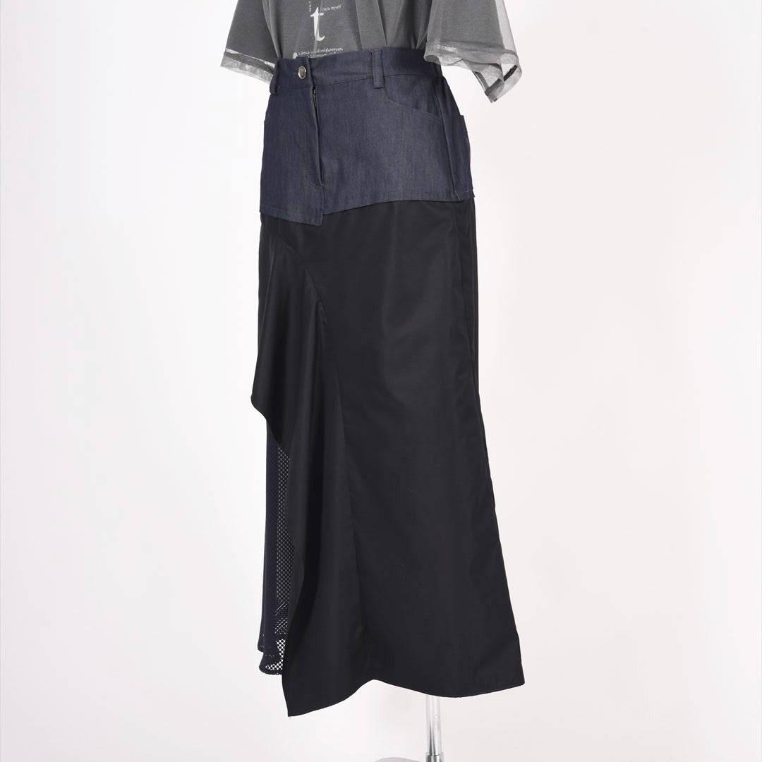 異素材使い　フレアスカート　B DONNA　6055100