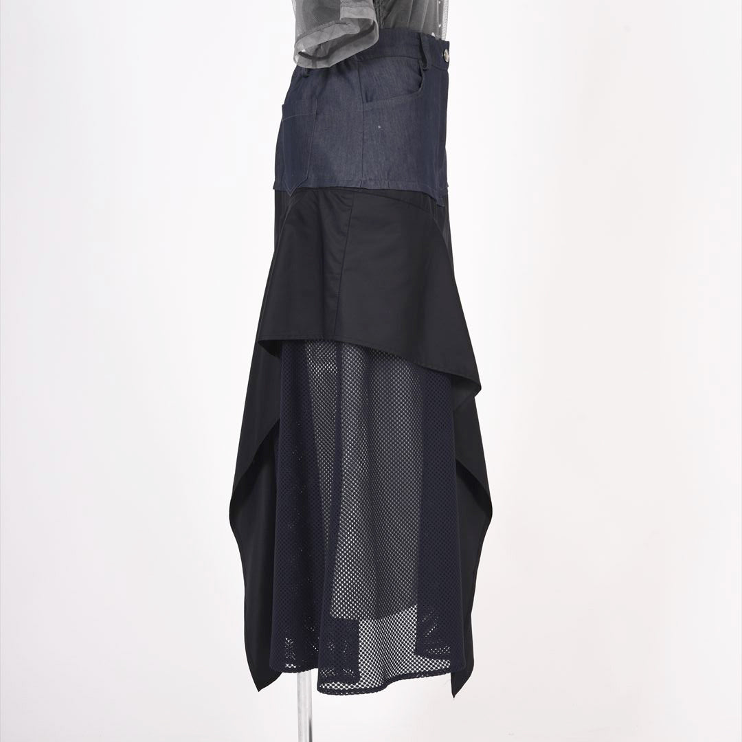 異素材使い　フレアスカート　B DONNA　6055100