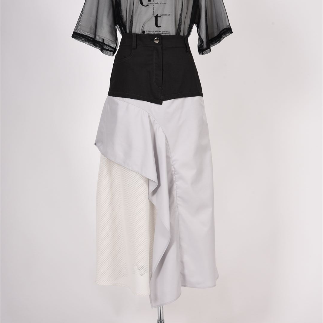 異素材使い　フレアスカート　B DONNA　6055100