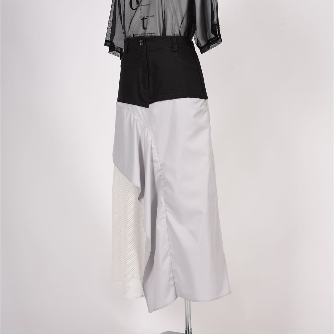 異素材使い　フレアスカート　B DONNA　6055100