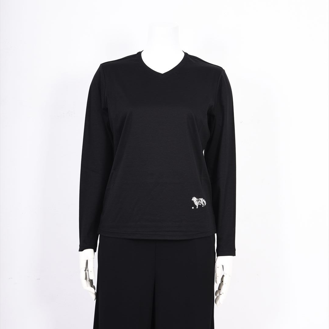 ギザリヨセルスムース　ワンちゃんモチーフ　Vネックカットソー　VALENZA F 5252201