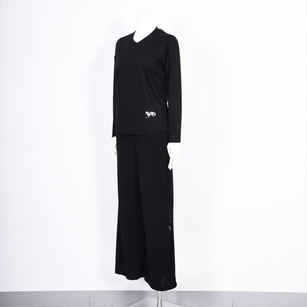 ギザリヨセルスムース　ワンちゃんモチーフ　Vネックカットソー　VALENZA F 5252201