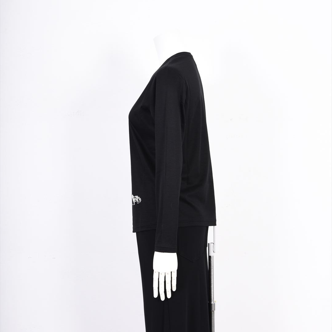 ギザリヨセルスムース　ワンちゃんモチーフ　Vネックカットソー　VALENZA F 5252201