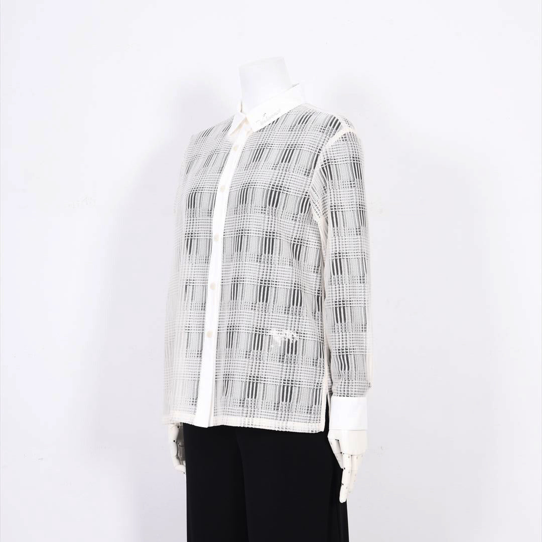 【Lサイズ】【UV・冷房対策】シアーチェック　ブラウス　VALENZA　5551601