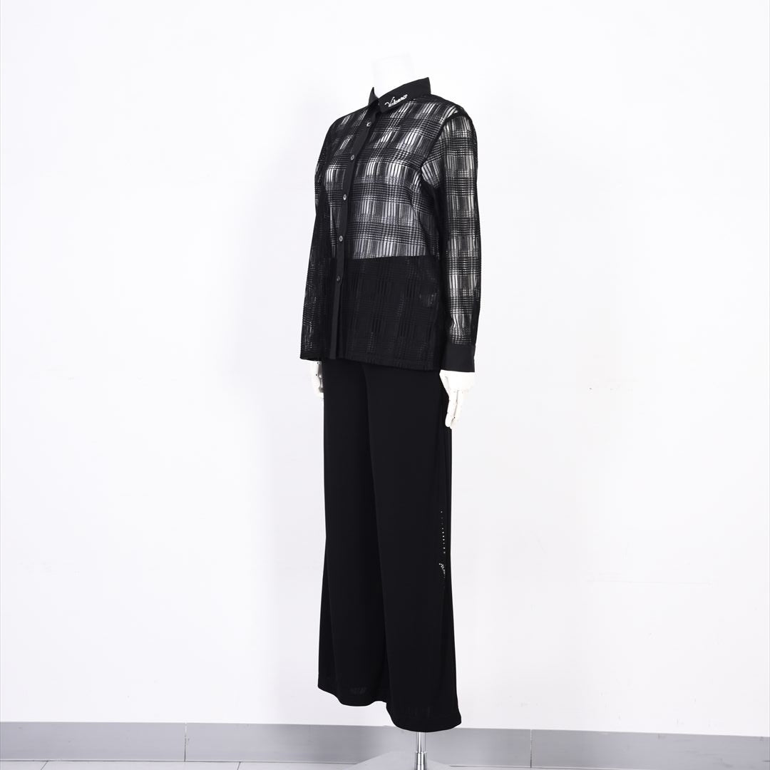 【Lサイズ】【UV・冷房対策】シアーチェック　ブラウス　VALENZA　5551601