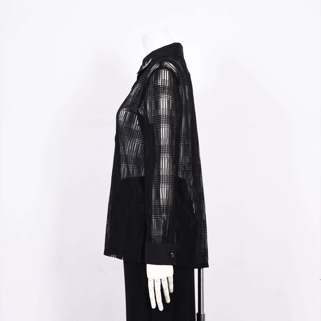 【Lサイズ】【UV・冷房対策】シアーチェック　ブラウス　VALENZA　5551601