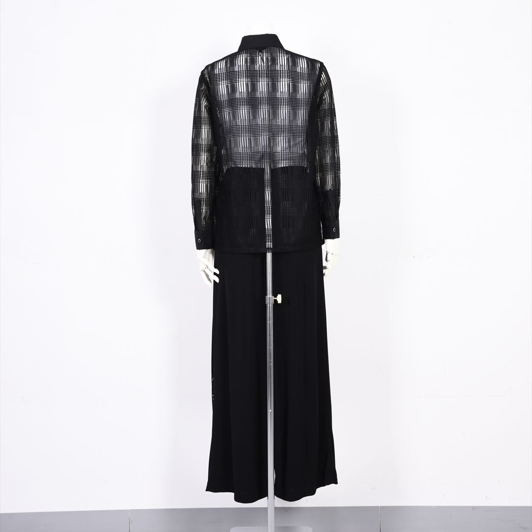 【Lサイズ】【UV・冷房対策】シアーチェック　ブラウス　VALENZA　5551601