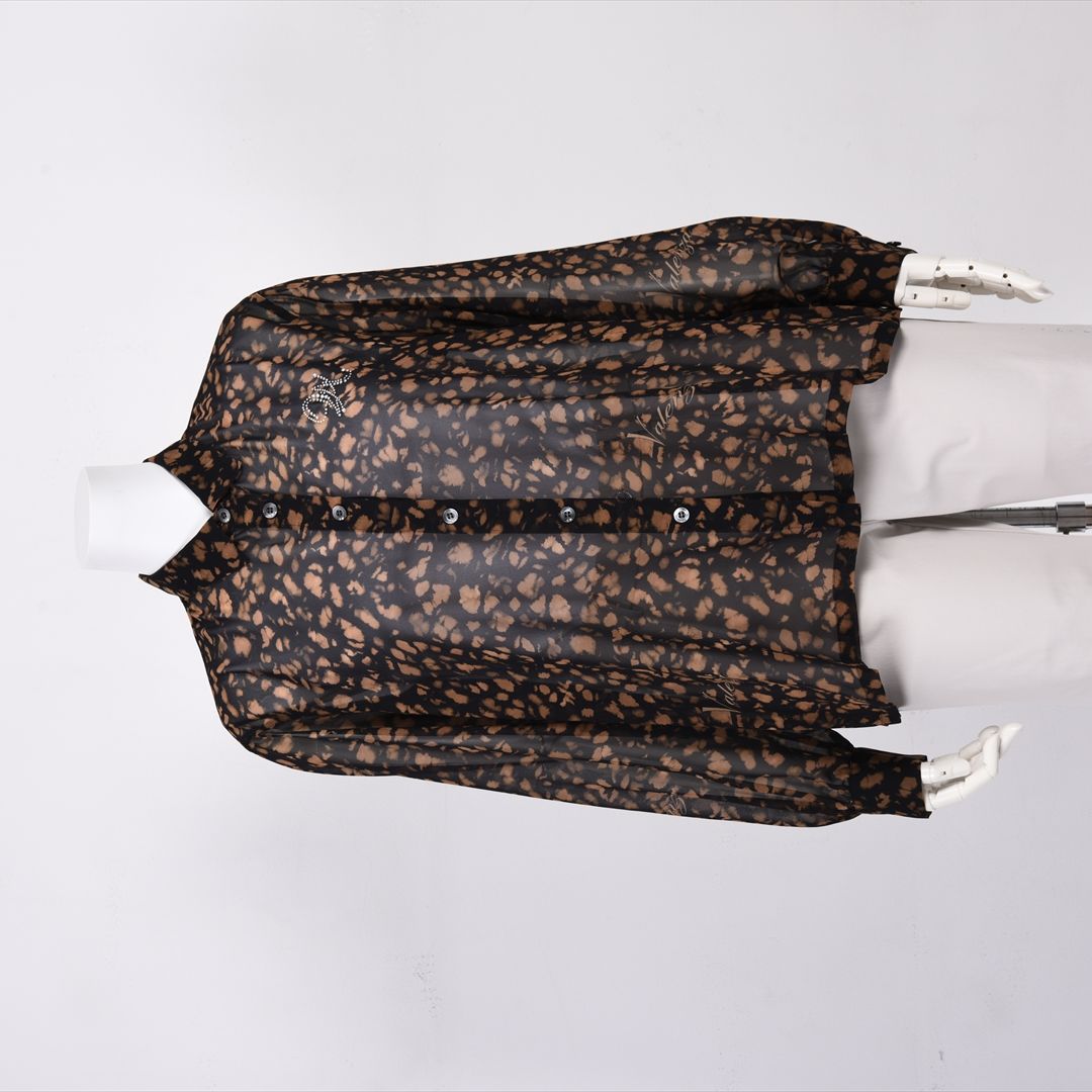 【Lサイズ】【透け感】【オリジナルプリント】レオパード柄　ブラウス　VALENZA　5551604