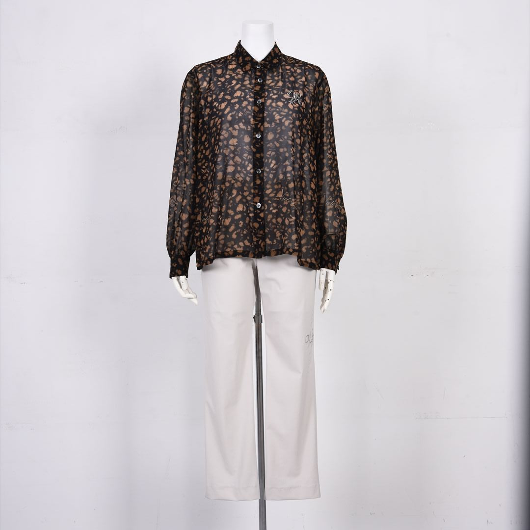 【Lサイズ】【透け感】【オリジナルプリント】レオパード柄　ブラウス　VALENZA　5551604