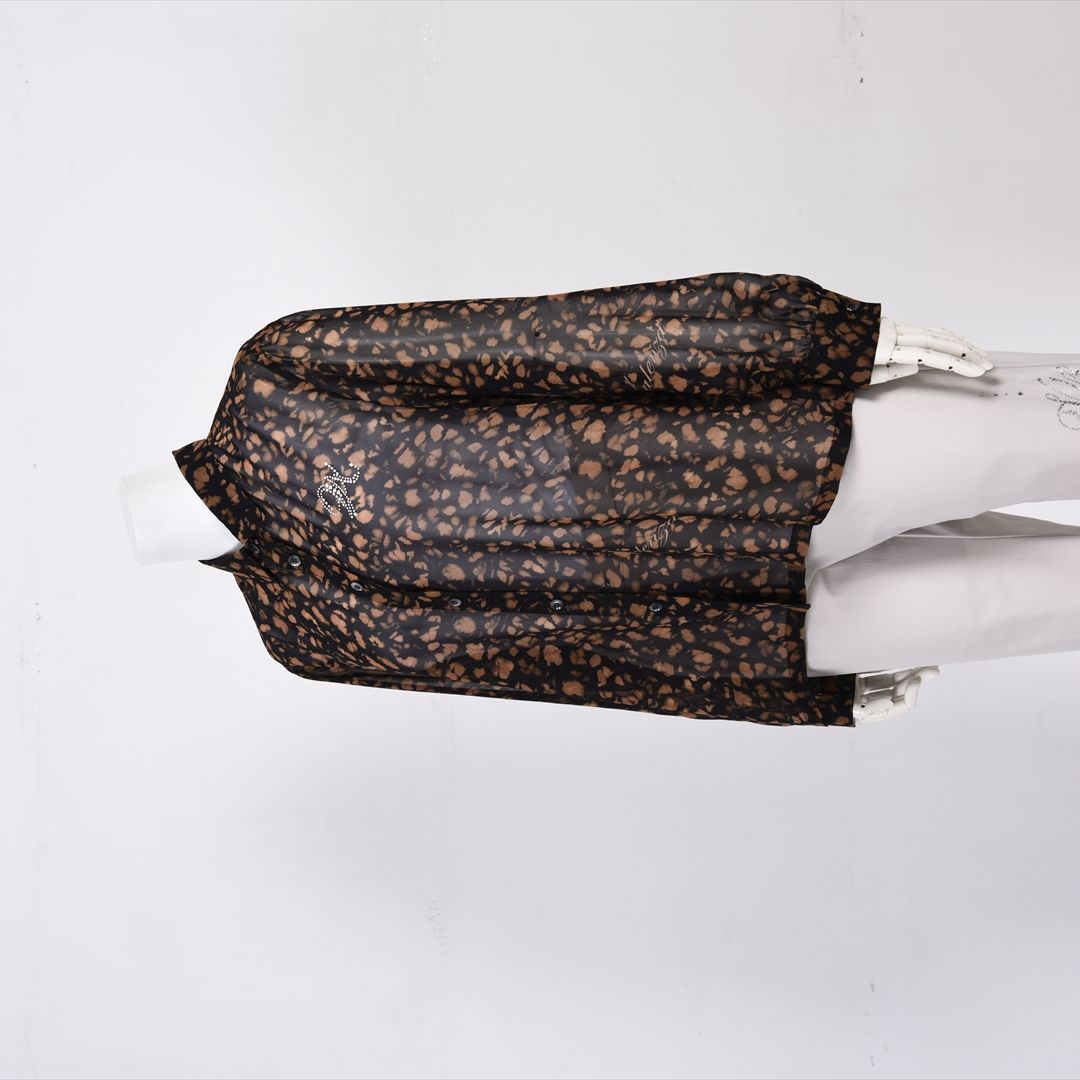 【Lサイズ】【透け感】【オリジナルプリント】レオパード柄　ブラウス　VALENZA　5551604