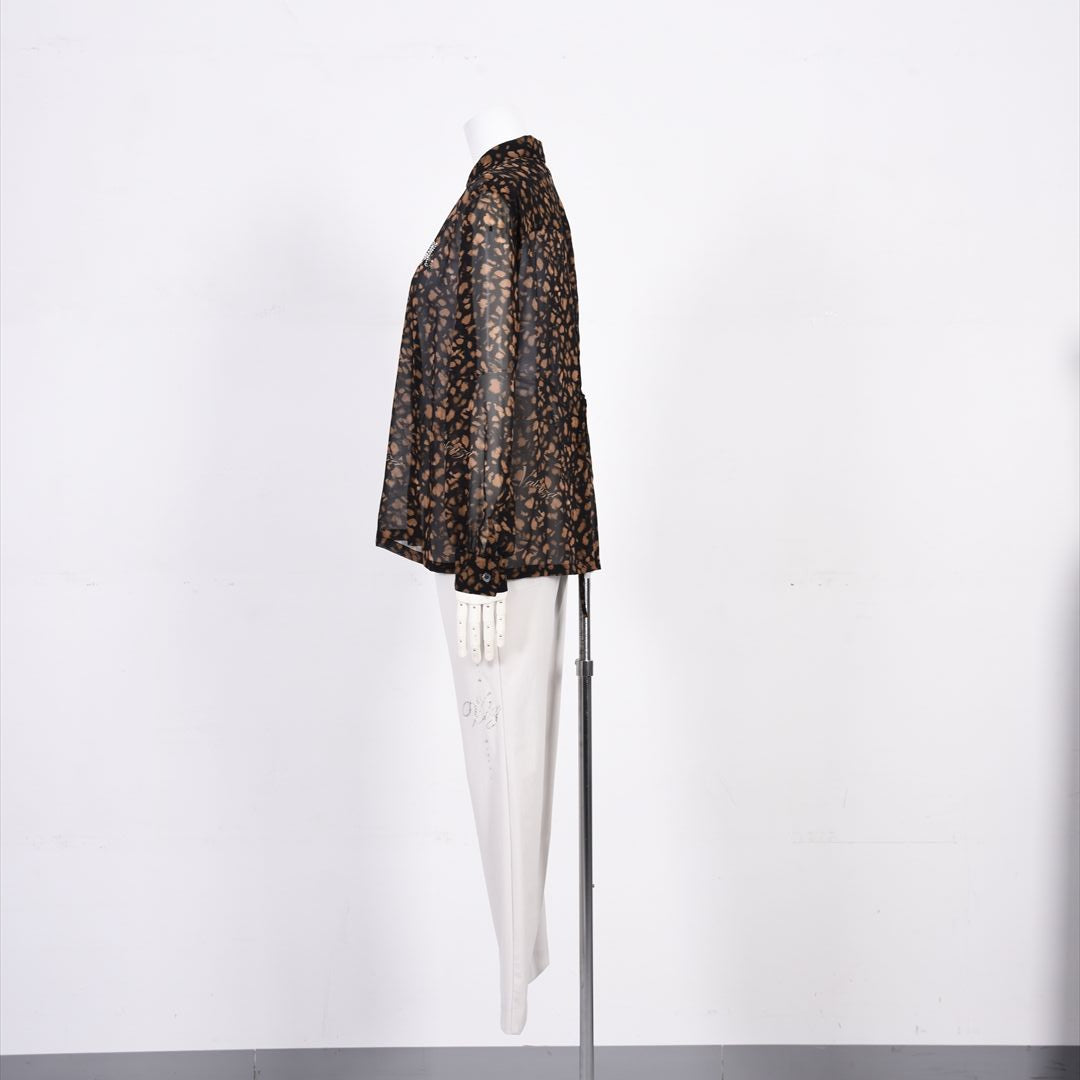 【透け感】【オリジナルプリント】レオパード柄　ブラウス　VALENZA　5151604