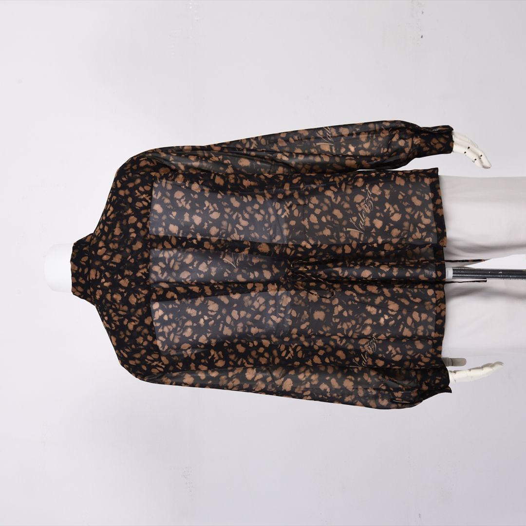 【透け感】【オリジナルプリント】レオパード柄　ブラウス　VALENZA　5151604