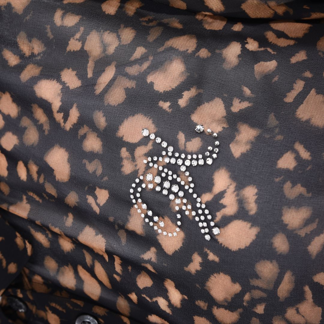 【Lサイズ】【透け感】【オリジナルプリント】レオパード柄　ブラウス　VALENZA　5551604