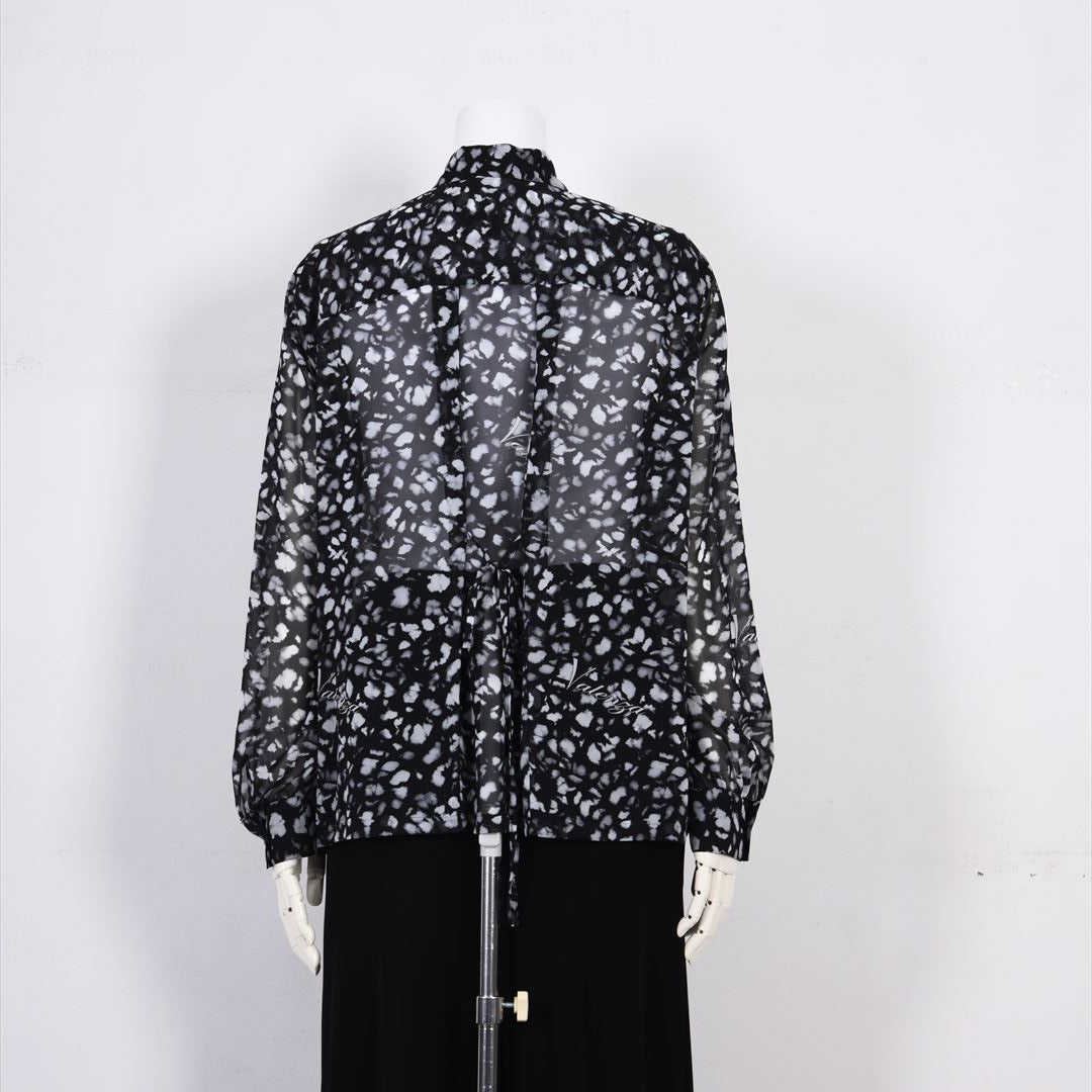 【Lサイズ】【透け感】【オリジナルプリント】レオパード柄　ブラウス　VALENZA　5551604